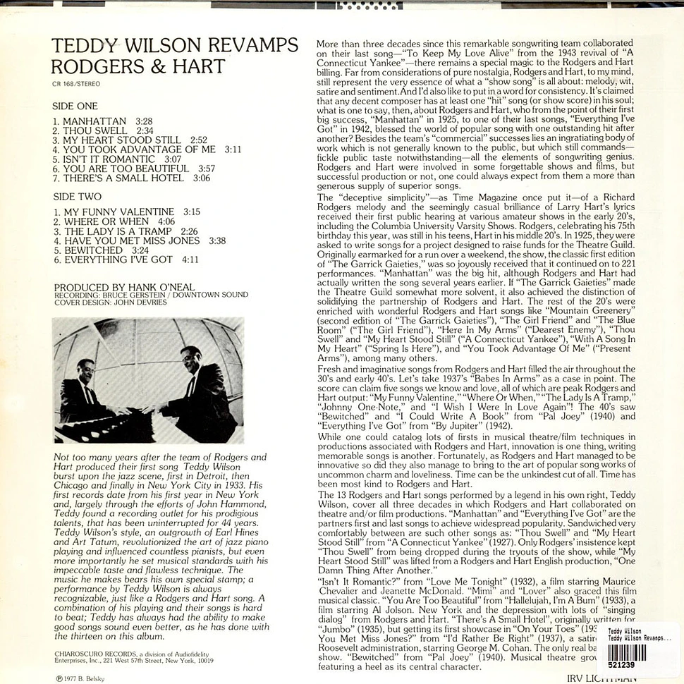 Teddy Wilson - Teddy Wilson Revamps Rodgers & Hart