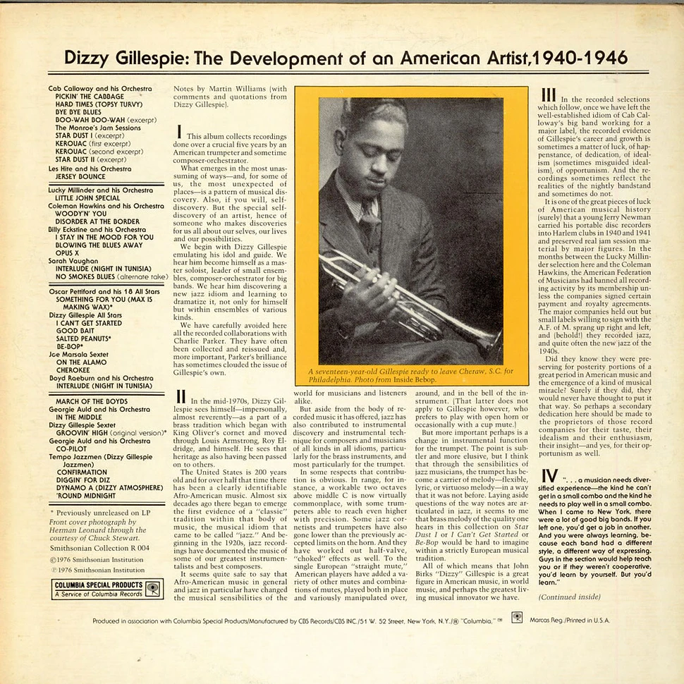 Dizzy Gillespie - The Development Of An American Artist