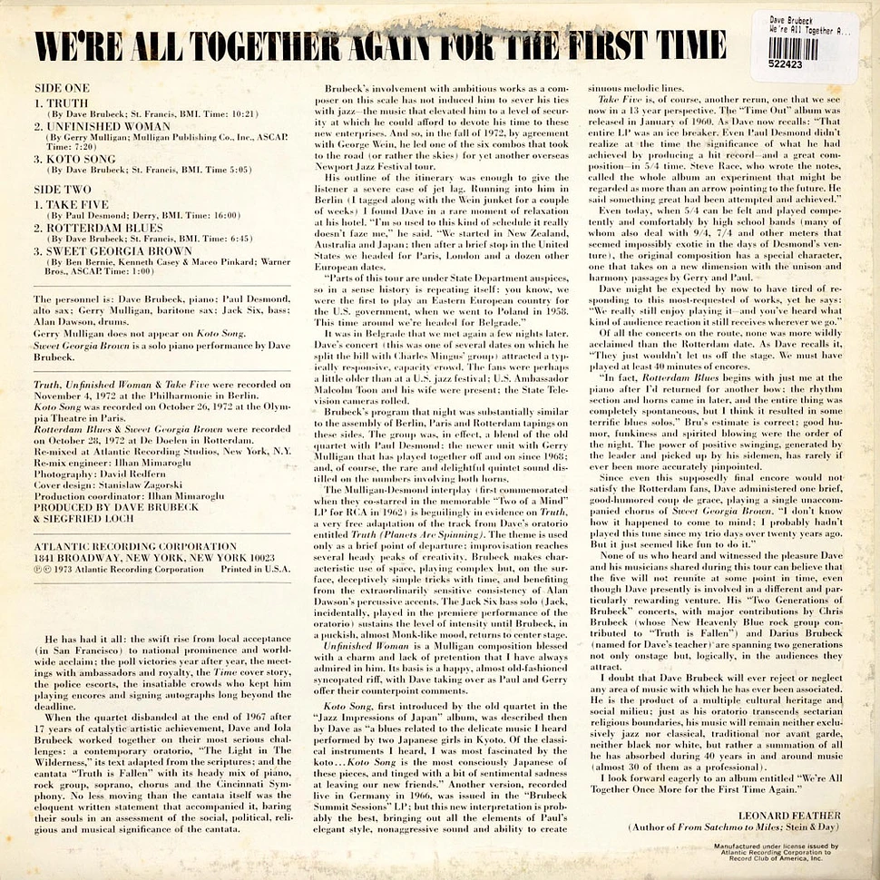 Dave Brubeck - We're All Together Again For The First Time