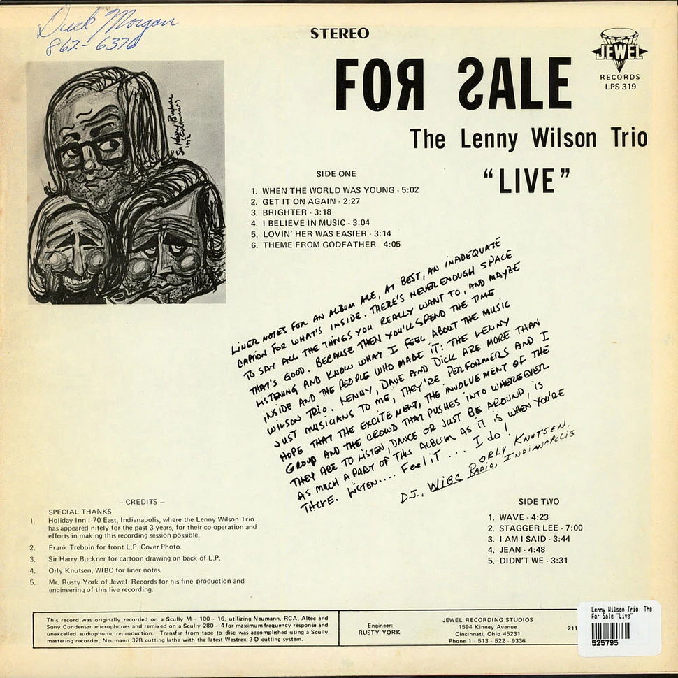 The Lenny Wilson Trio - For Sale "Live"