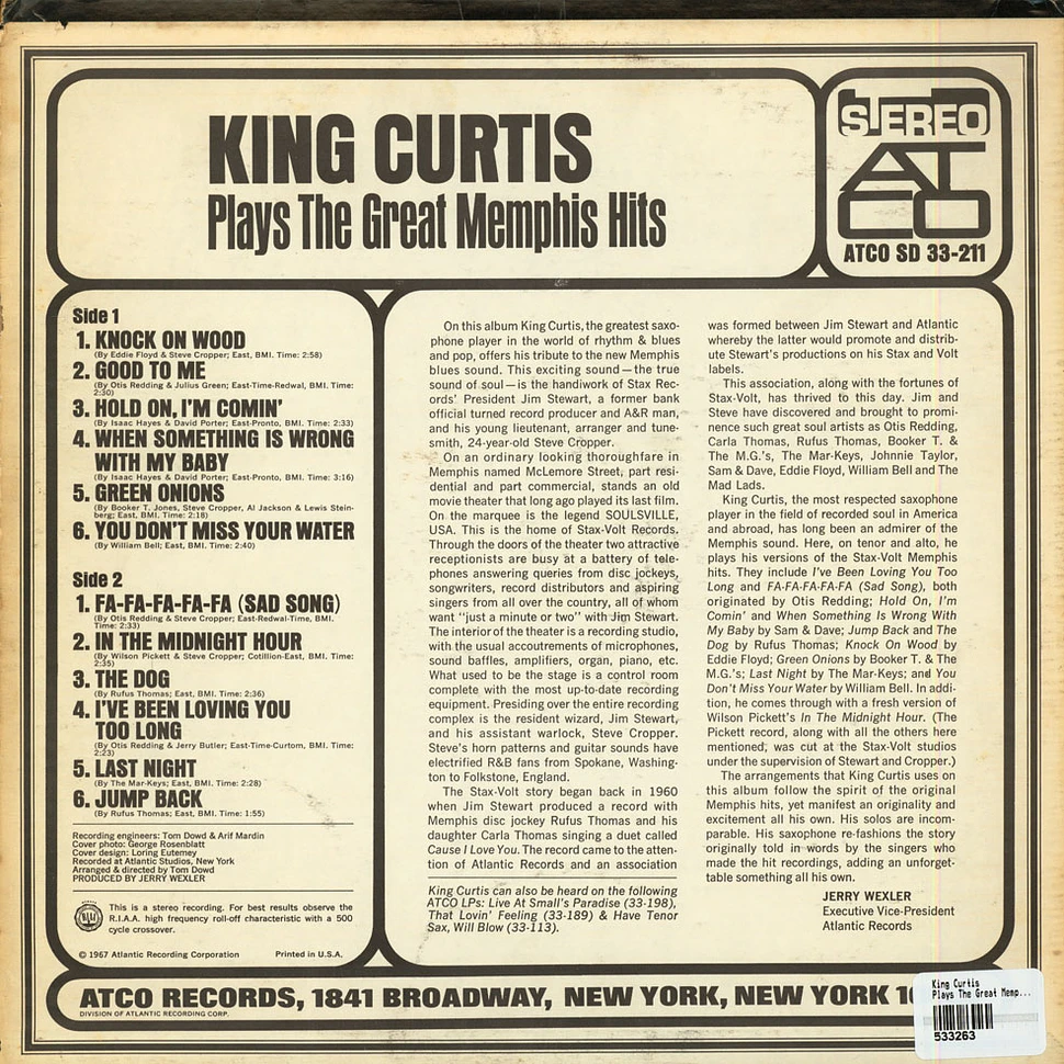 King Curtis - Plays The Great Memphis Hits