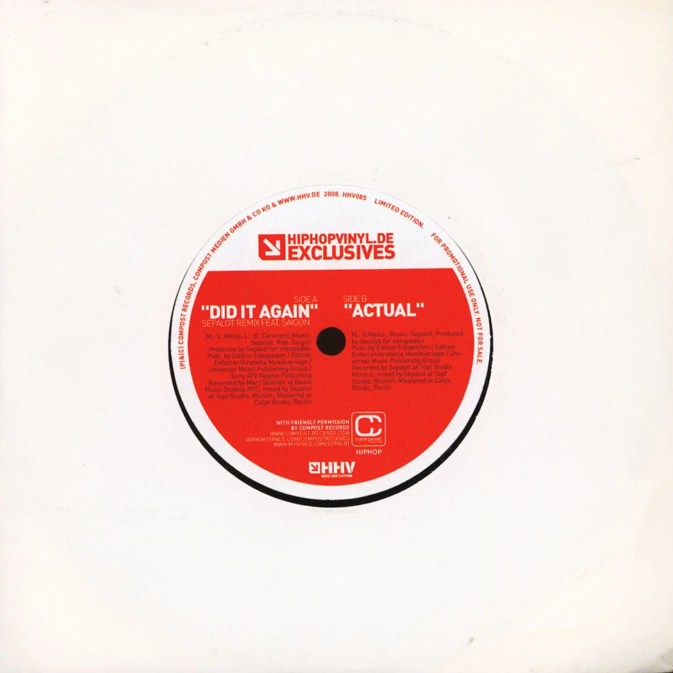 DJ Sepalot - Did It Again (Sepalot Remix) / Actual