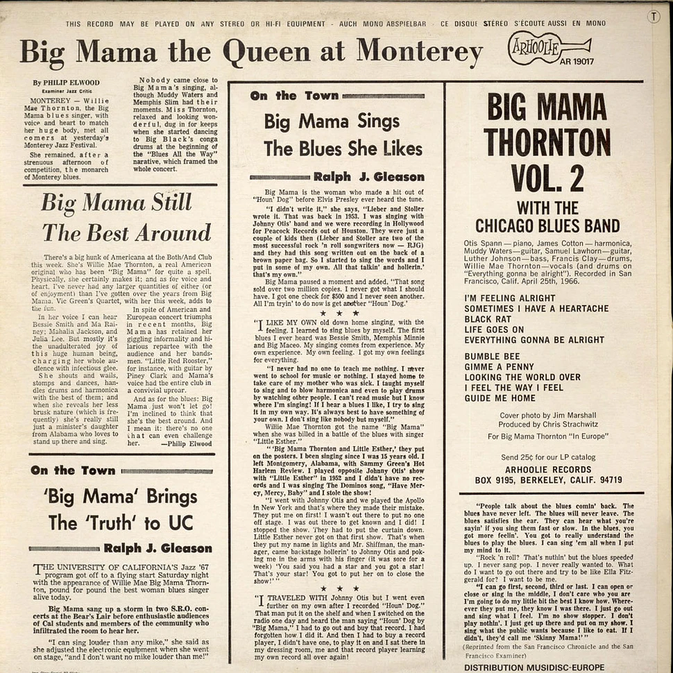 Big Mama Thornton And The Chicago Blues Band - Big Mama The Queen At Monterey
