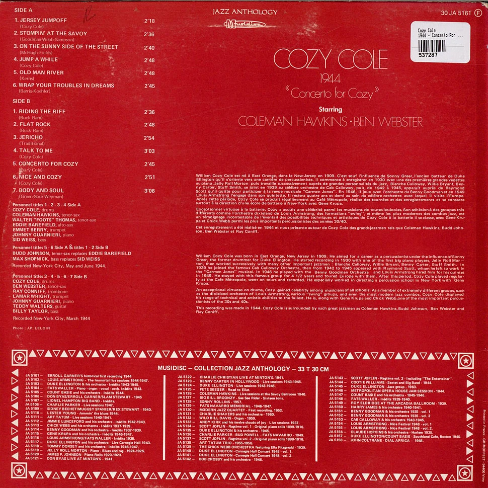 Cozy Cole Starring Coleman Hawkins, Ben Webster - 1944 - Concerto For Cozy