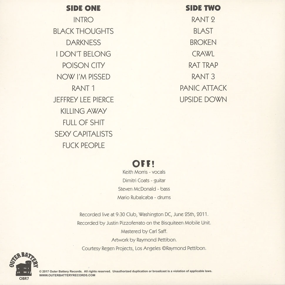 OFF! - Live At The 9:30 Club White/Orange Vinyl Edition