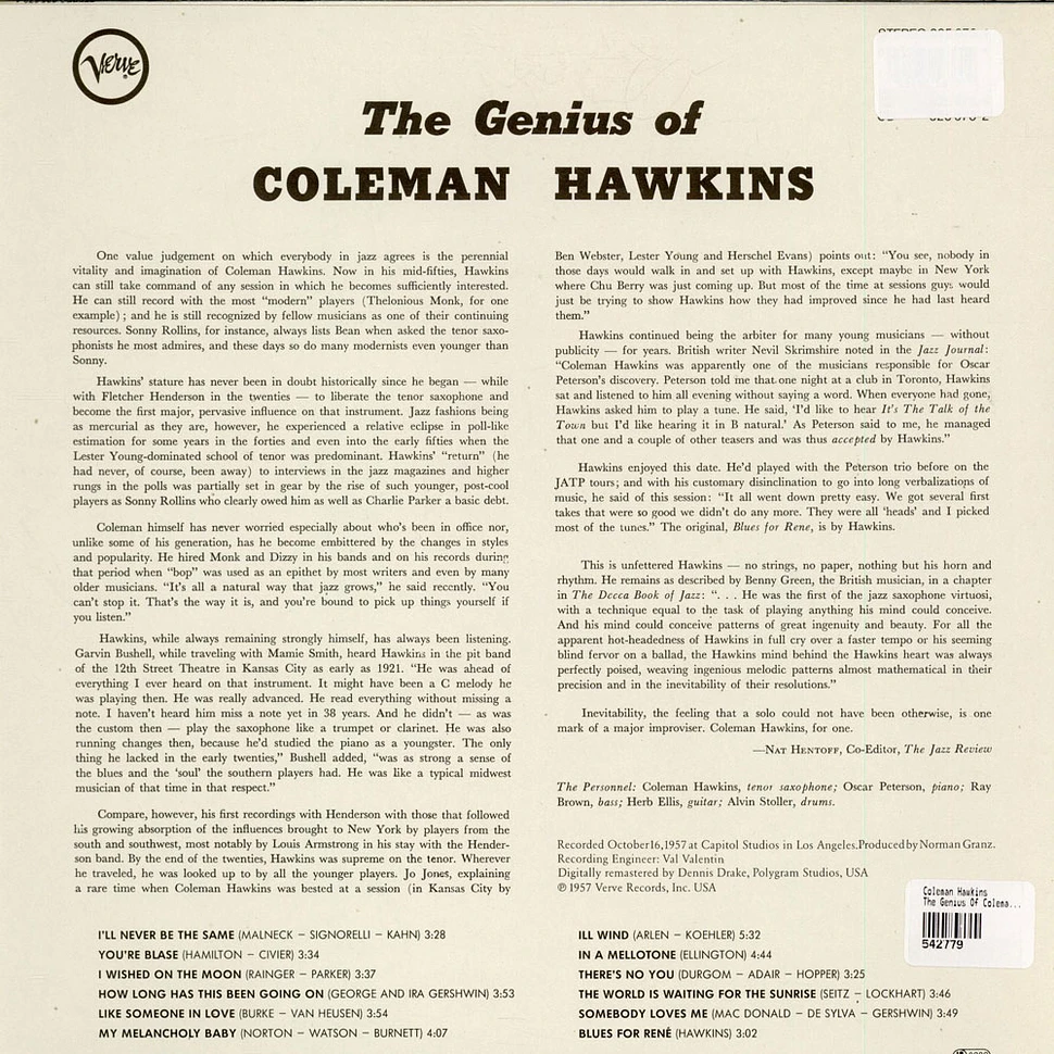 Coleman Hawkins - The Genius Of Coleman Hawkins