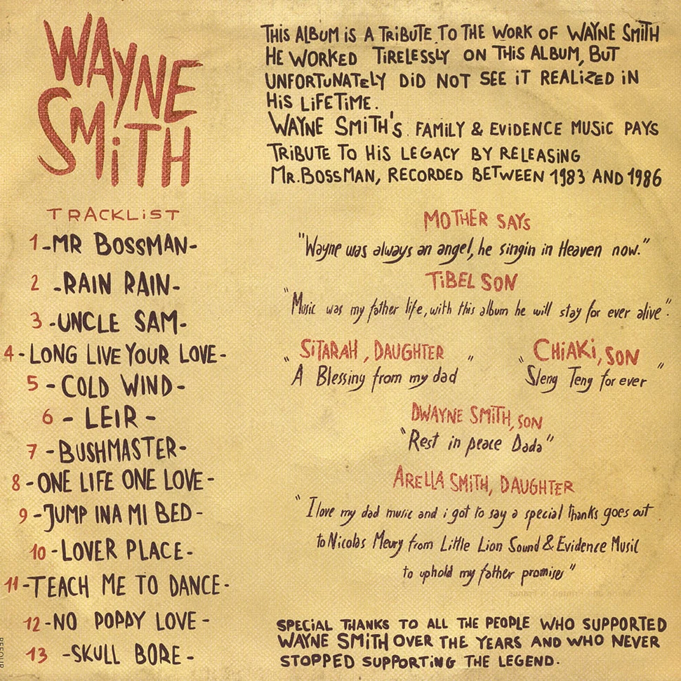 Wayne Smith - Mr Bossman: Sleng Teng Records from 1983 to 1986)
