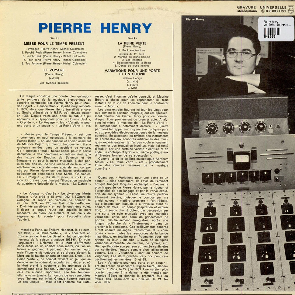 Pierre Henry • Michel Colombier - Les Jerks Électroniques De La Messe Pour Le Temps Présent Et Musiques Concrètes Pour Maurice Béjart