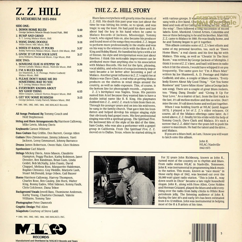 Z.Z. Hill - In Memorium 1935-1984