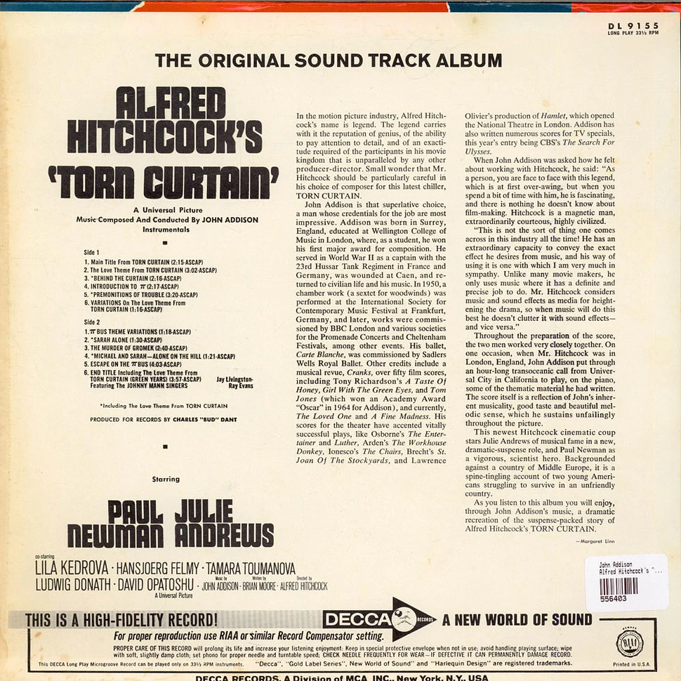 John Addison - Alfred Hitchcock's "Torn Curtain" - The Original Sound Track Album