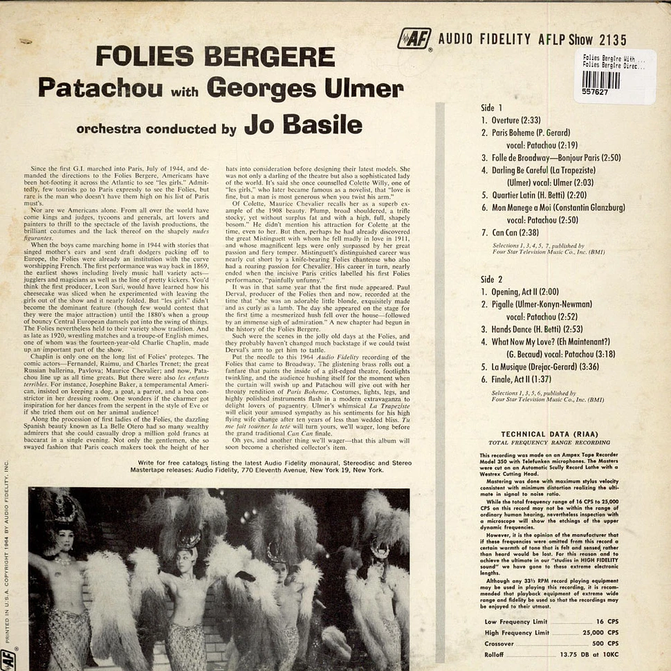 Patachou, Georges Ulmer, Jo Basile - Folies Bergère