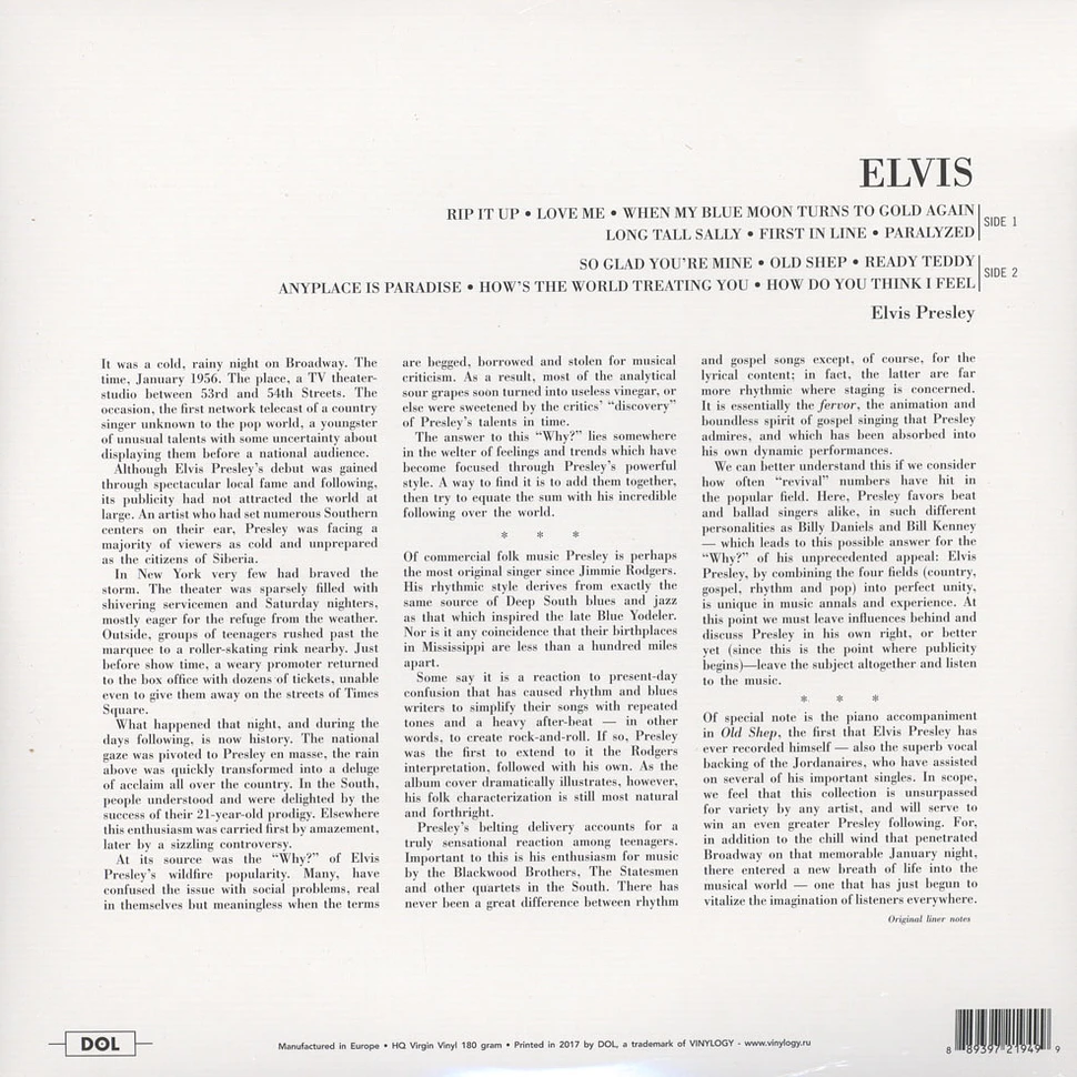 Elvis Presley - Elvis (1956) Gatefold Sleeve Edition