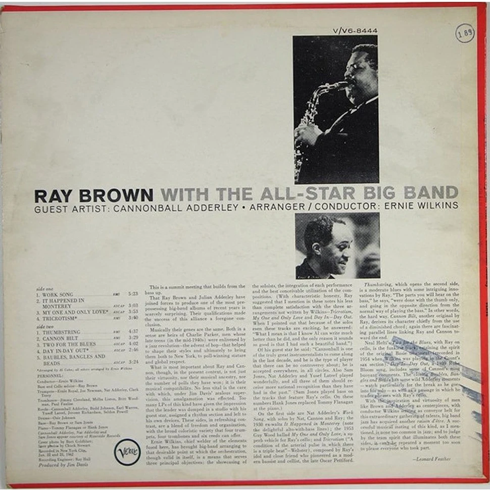Ray Brown Guest Artist Cannonball Adderley - With The All-Star Big Band
