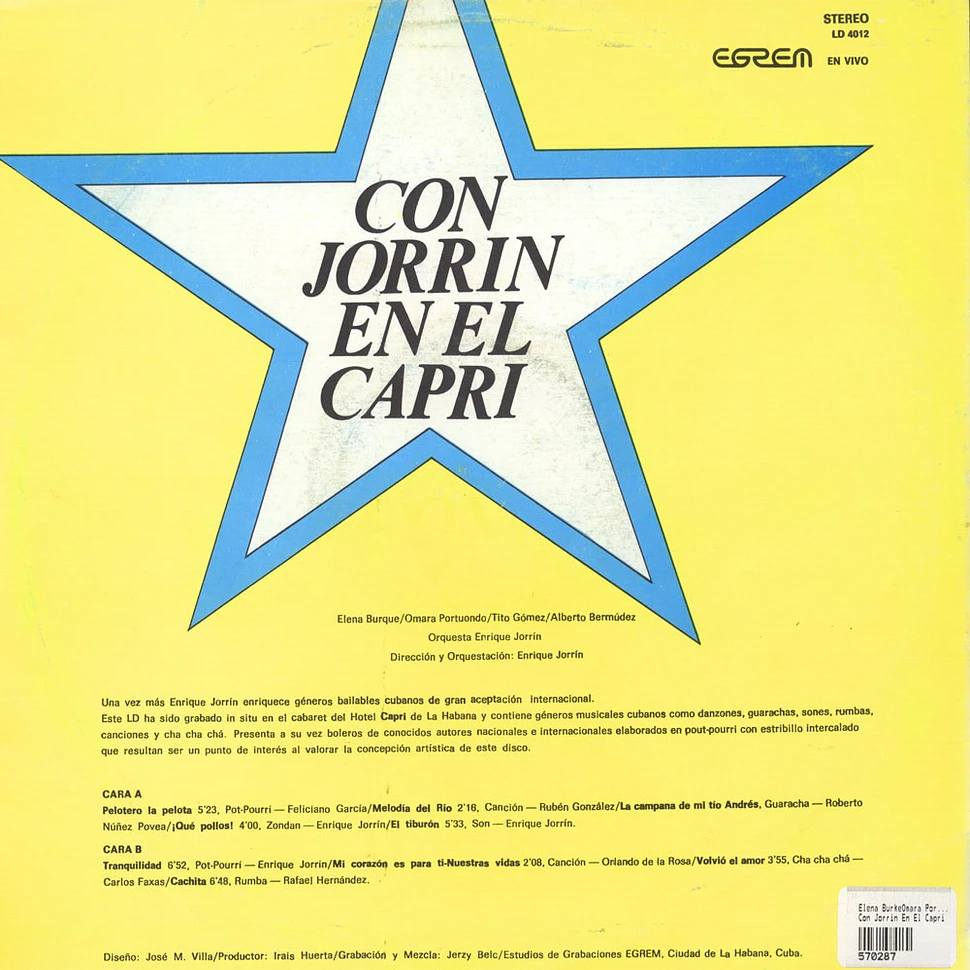 Elena Burke, Omara Portuondo, Tito Gomez, Alberto Bermúdez, Enrique Jorrin Y Su Orquesta - Con Jorrin En El Capri