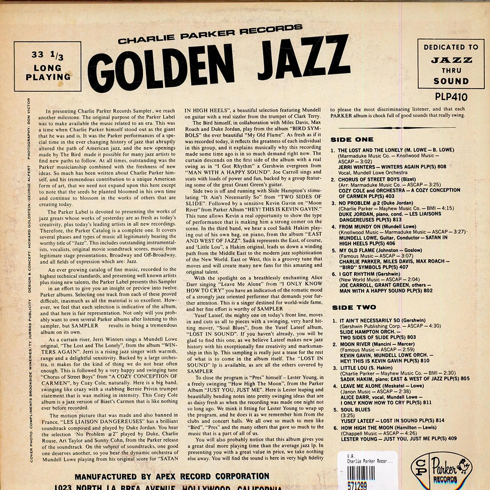 V.A. - Charlie Parker Records Golden Jazz
