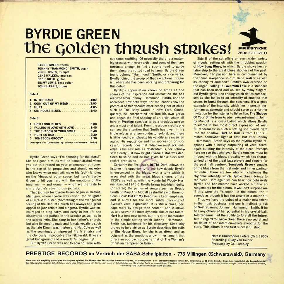 Byrdie Green - The Golden Thrush Strikes At Midnight
