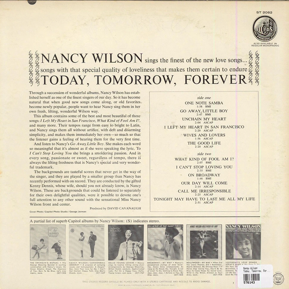 Nancy Wilson - Today, Tomorrow, Forever