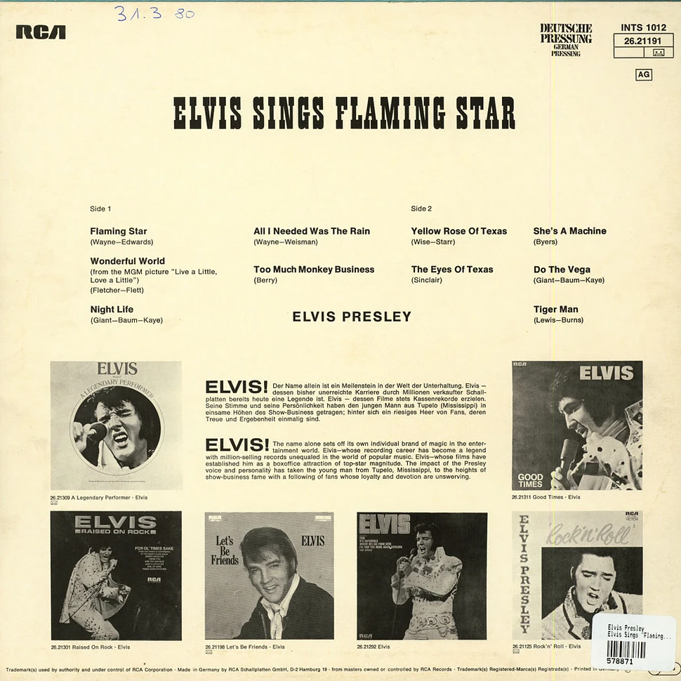 Elvis Presley - Elvis Sings Flaming Star
