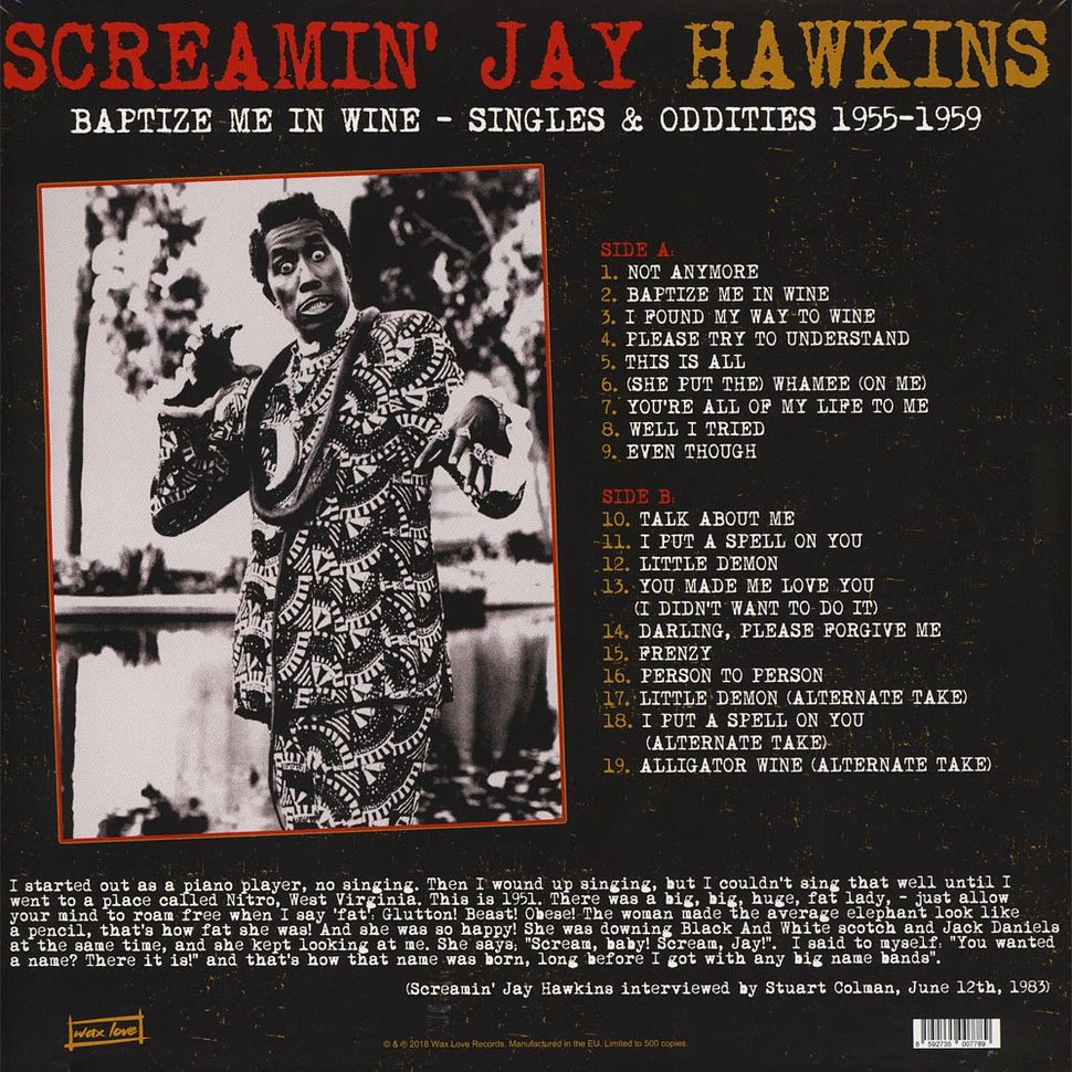 Screamin' Jay Hawkins - Baptize Me In Wine Singles & Oddities 1955-1959