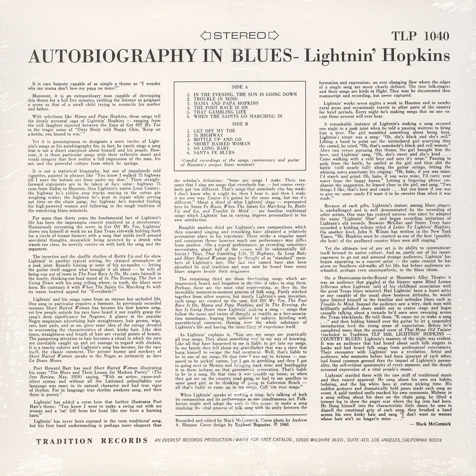 Lightnin' Hopkins - Autobiography in Blues