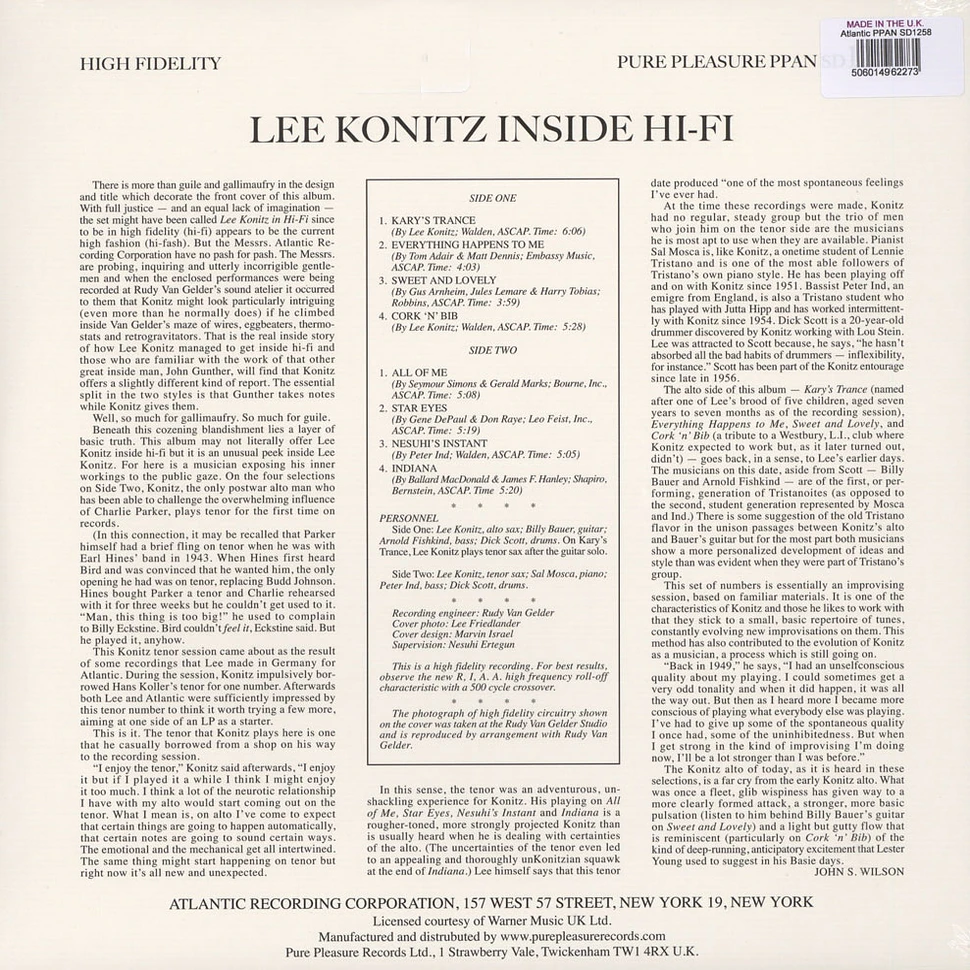 Lee Konitz - Inside Hi-Fi