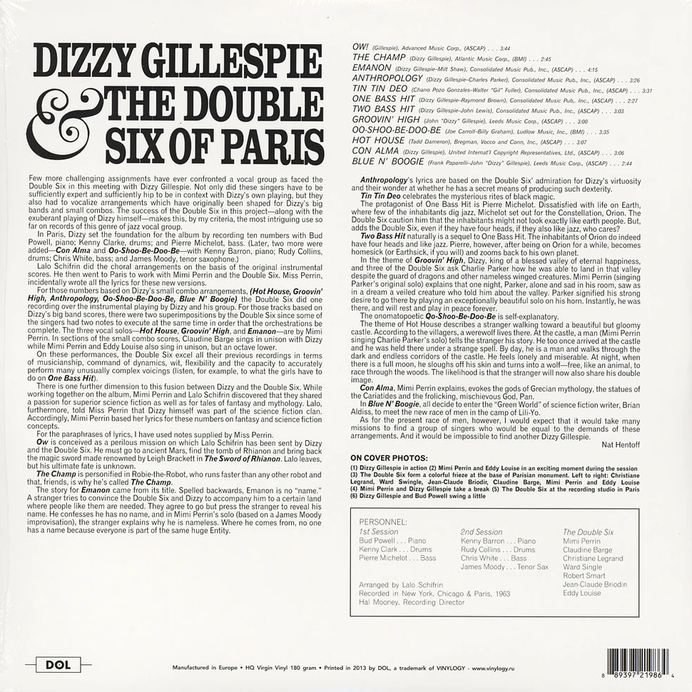 Dizzy Gillespie - Dizzy Gillespie & The Double Six Of Paris Gatefoldsleeve Edition