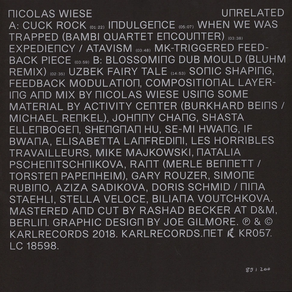 Nicolas Wiese - Unrelated Clear Vinyl Edition