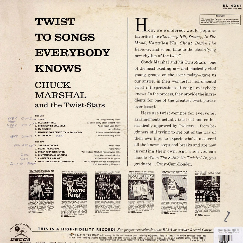 Chuck Marshal And The Twist-Stars - Twist To Songs Everybody Knows