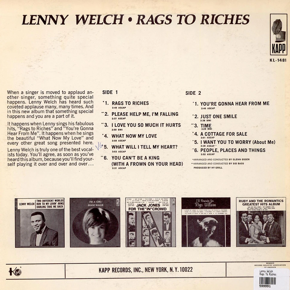 Lenny Welch - Rags To Riches