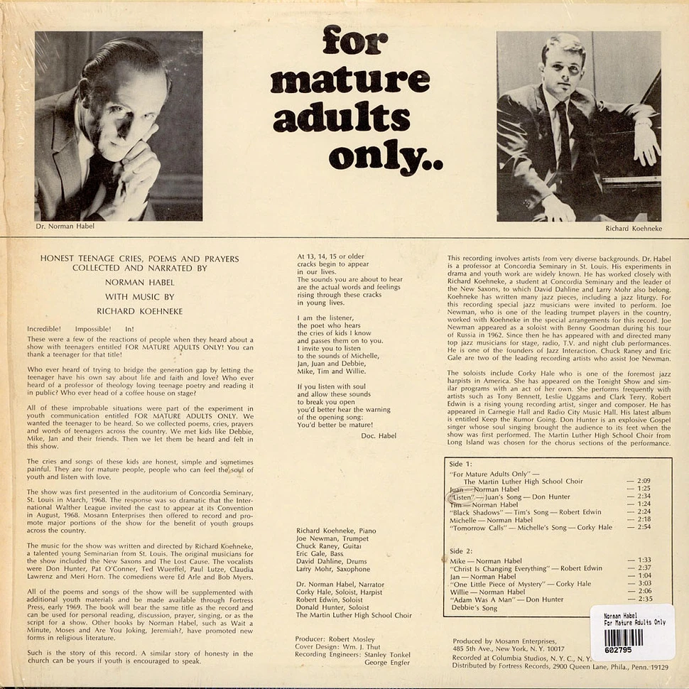 Norman Habel - For Mature Adults Only
