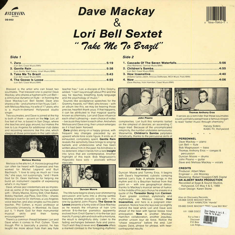 Dave Mackay & Lori Bell Sextet - Take Me To Brazil