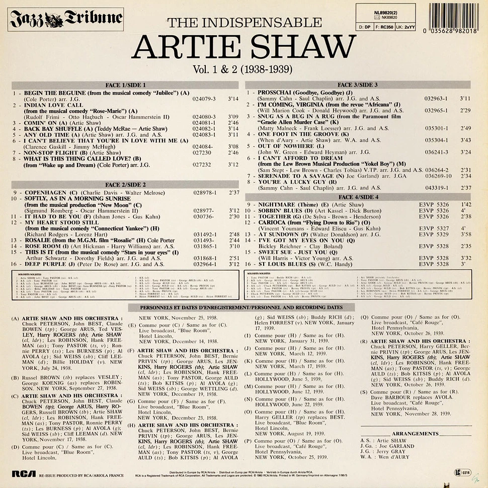 Artie Shaw - Artie Shaw - The Indispensable Artie Shaw Volumes 1 & 2