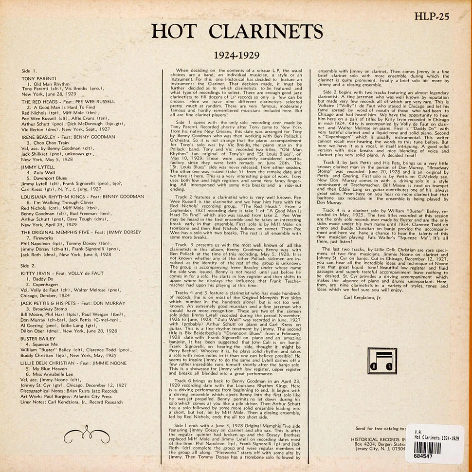 V.A. - Hot Clarinets 1924-1929