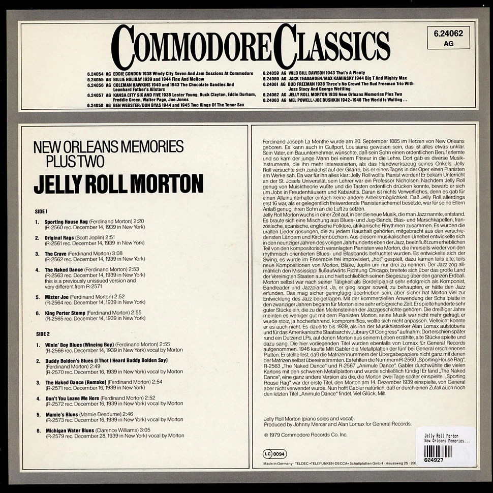 Jelly Roll Morton - New Orleans Memories Plus Two - 1939 -