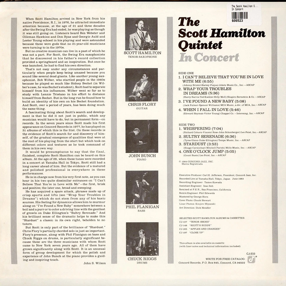 The Scott Hamilton Quintet - In Concert