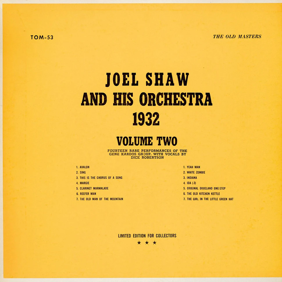 Joel Shaw And His Orchestra - Joel Shaw And His Orchestra 1932 Volume Two