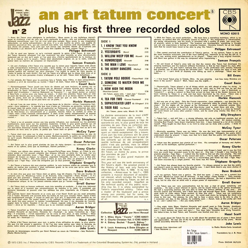 Art Tatum - An Art Tatum Concert Plus His First Three Recorded Solos