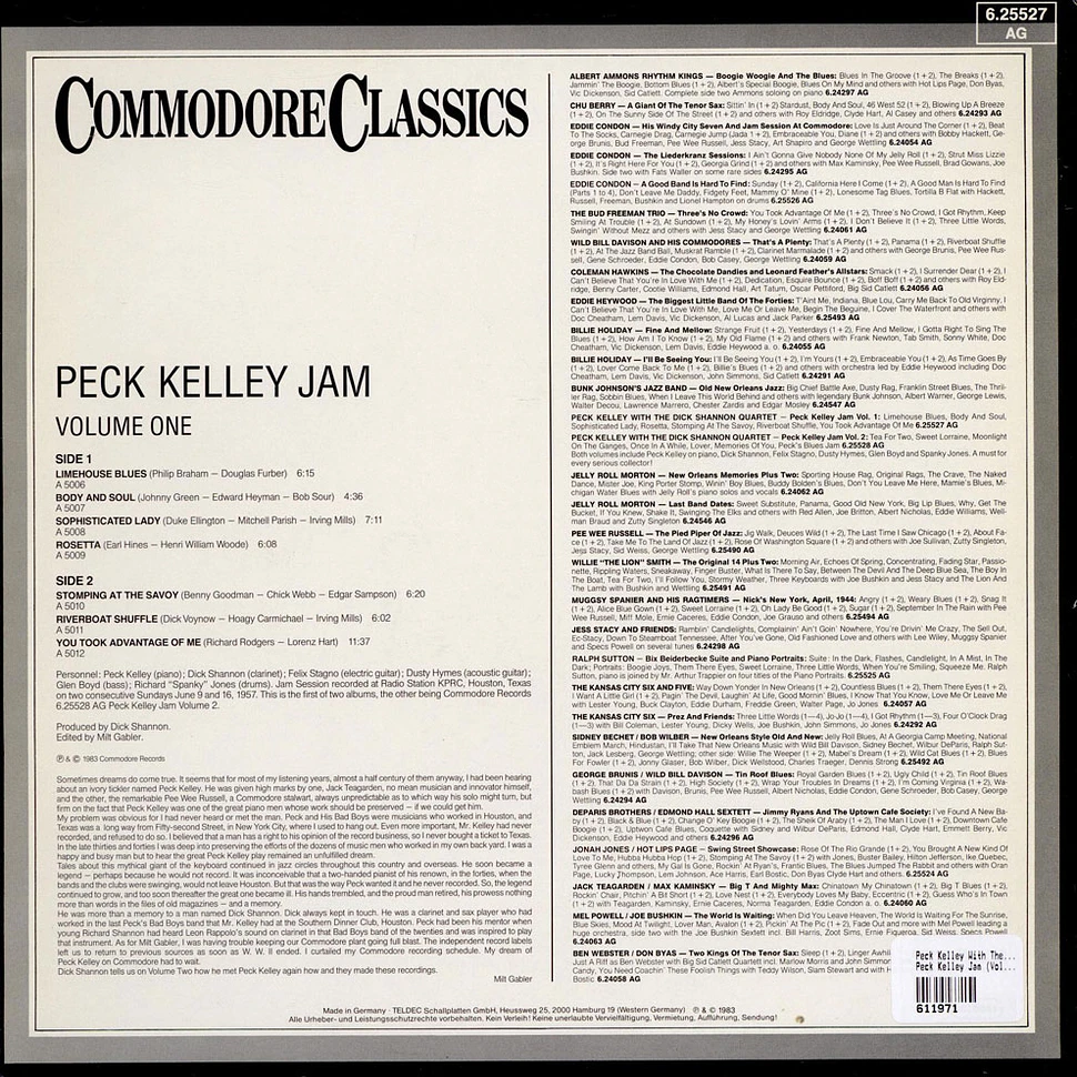 Peck Kelley With The Dick Shannon Quartet - Peck Kelley Jam (Volume One)