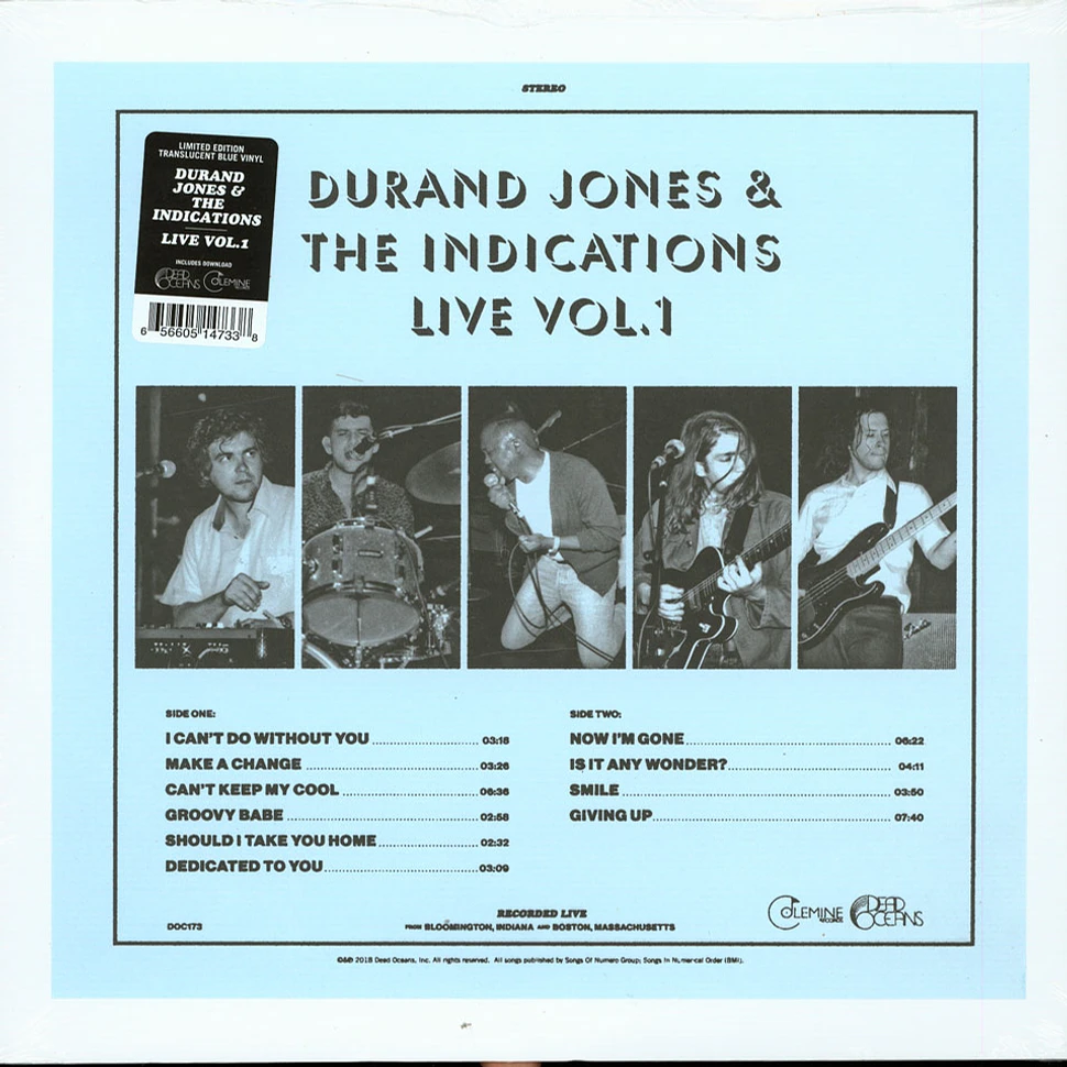 Durand Jones & The Indications - Durand Jones & The Indications Live Volume 1 Blue Vinyl Edition