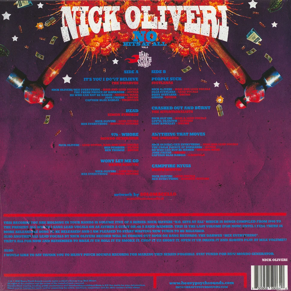 Nick Oliveri - N.O. Hits At All Volume 5 Black Vinyl Edition