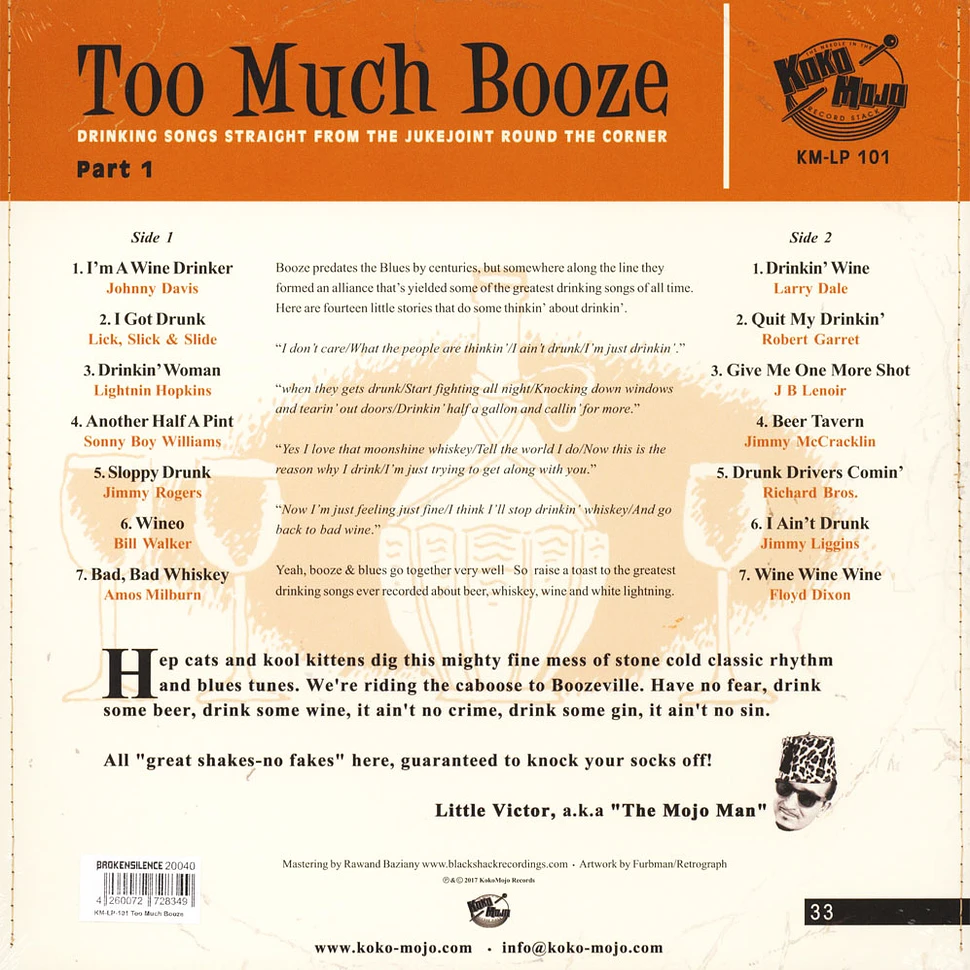 V.A. - Too Much Booze (Drinking Songs Straight From The Jukejoint Round The Corner Part 1)