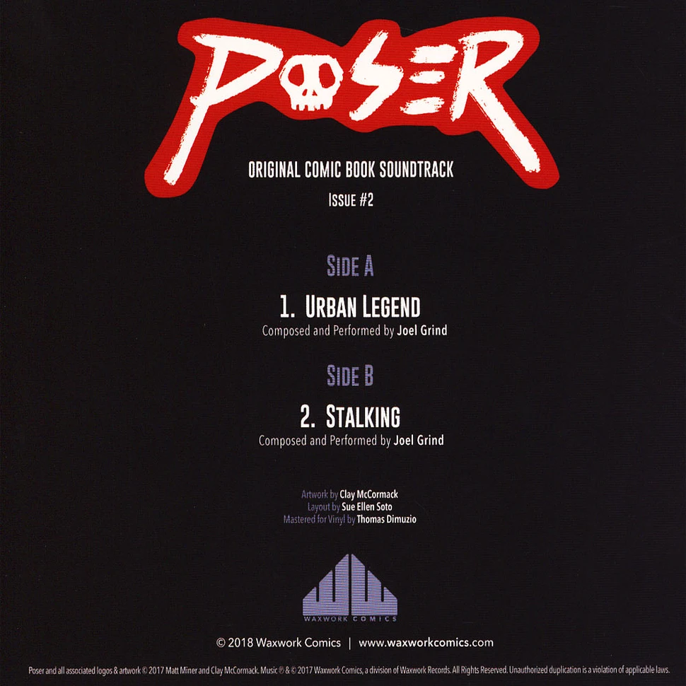 Poser - Issue 2 Comic / OST Poser Issue 2 By Joel Grind Blue & Pink Colored Vinyl