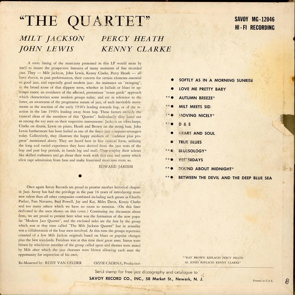The Modern Jazz Quartet - The Quartet