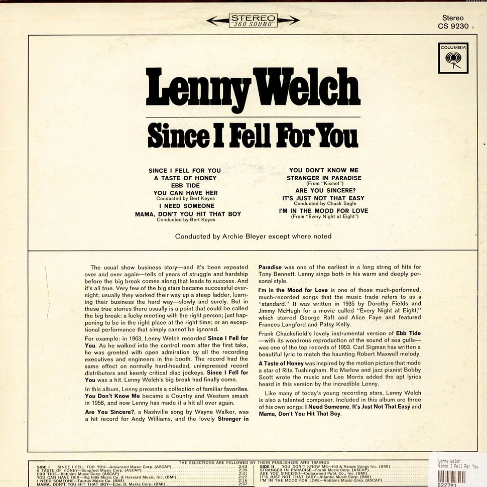 Lenny Welch - Since I Fell For You