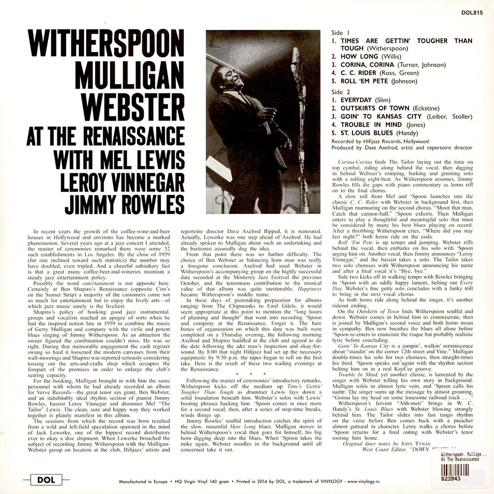 Jimmy Witherspoon, Gerry Mulligan, Ben Webster with Mel Lewis, Leroy ...