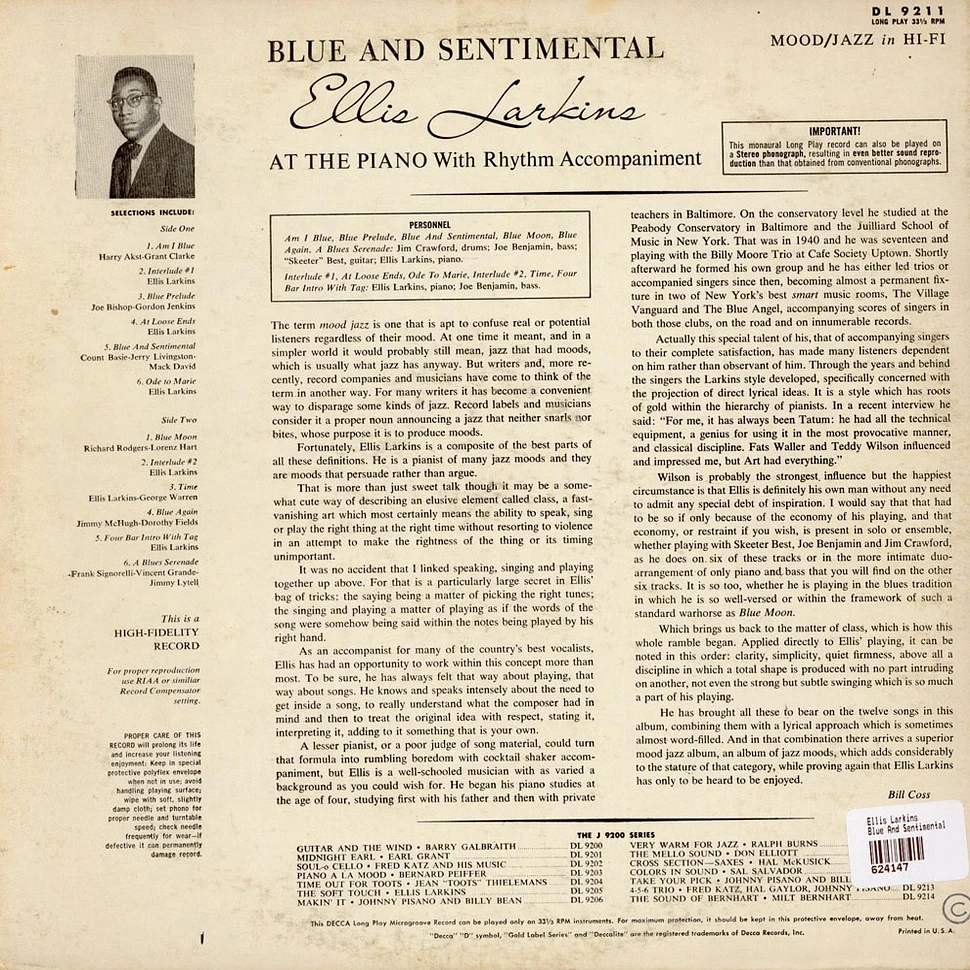 Ellis Larkins - Blue And Sentimental