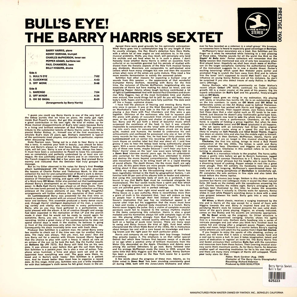 The Barry Harris Sextet - Bull's Eye!
