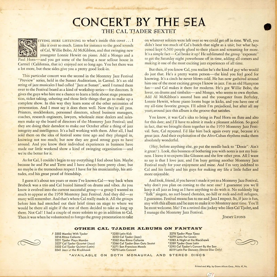 Cal Tjader Sextet - Cal Tjader's Concert By The Sea