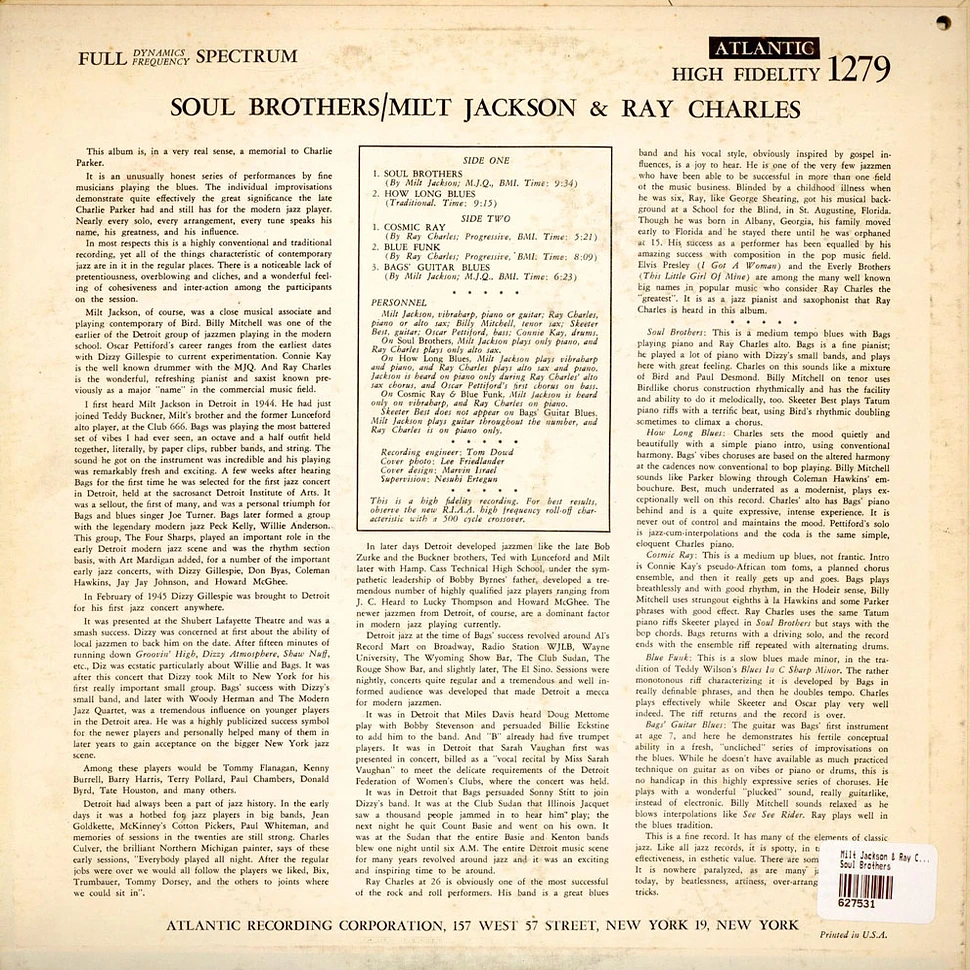 Milt Jackson & Ray Charles - Soul Brothers