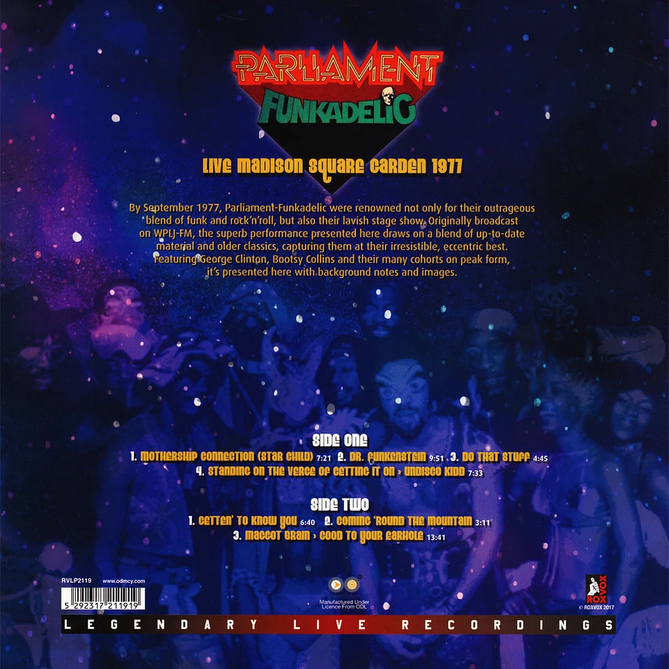Parliament Funkadelic - Live Madison Square Garden 1977 Black Vinyl Edition
